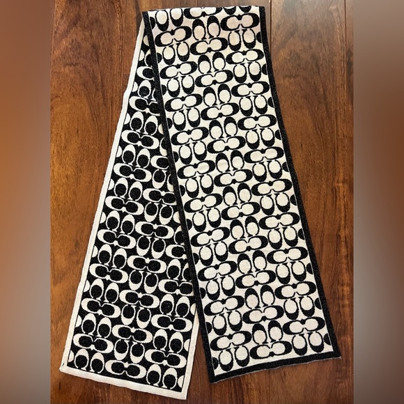Coach Accessories - Coach Scarf 51”x8” Cream Signature C Print Black Cream Reversible Accessory